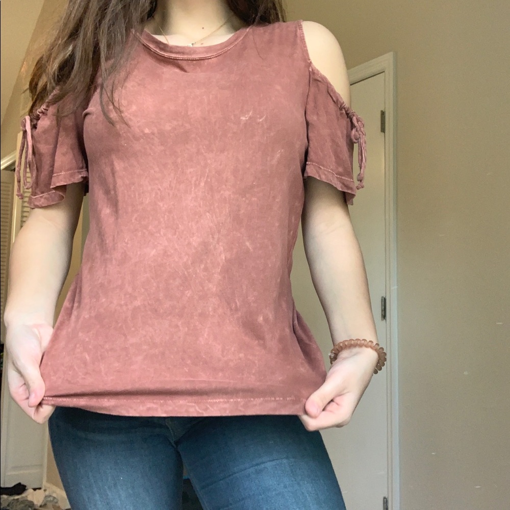 Lulus Rust Cold Shoulder top